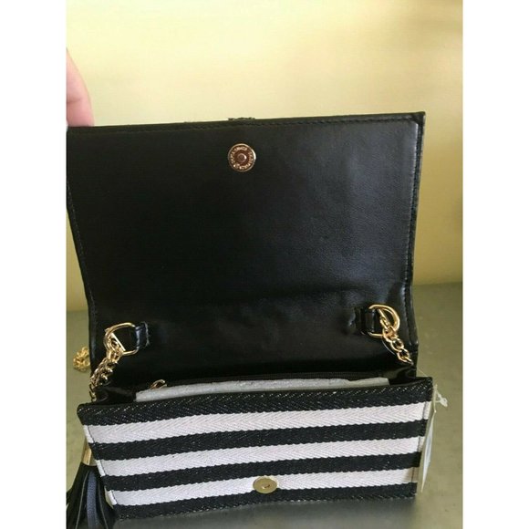 Francesca's Black and Beige Stripe Cloth Crossbody - Picture 4 of 4